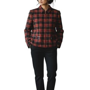 Chaus Red and Black Checkered Jacket